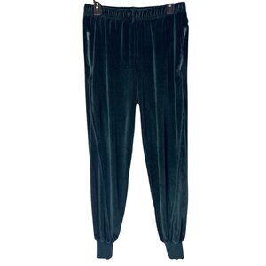 Good American Pants Women‎ Medium Emerald Green Twisted Seam Velour Joggers
